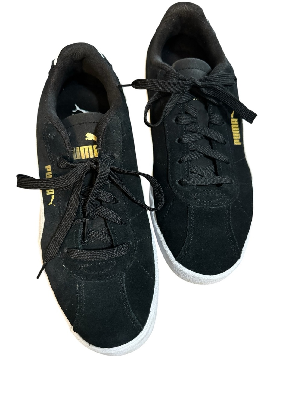PUMA club Black Suede Classic Sneakers with White Sole Sz 9 women Sz 7.5 men - Picture 2 of 6